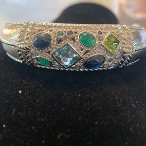 Judith Ripka silver and multi gemstone cuff bracelet